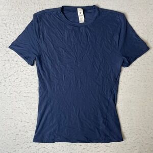 Lululemon Short Sleeve Shirt Womens Medium Navy Blue Stretch Athletic Workout